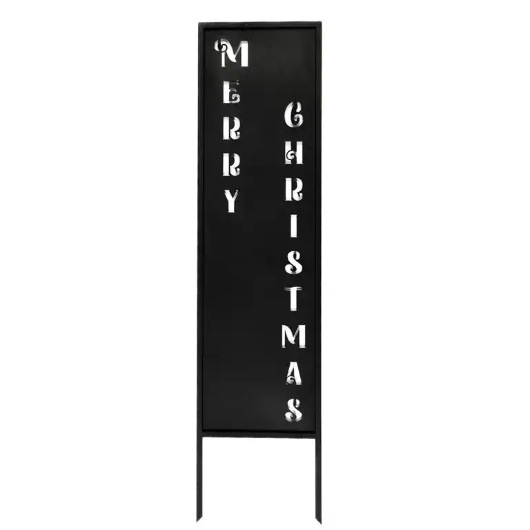 Czarny Panel Świąteczny „Wesołych Świąt” - 120×30 cm do Dekoracji Przed Domem - Kapaga