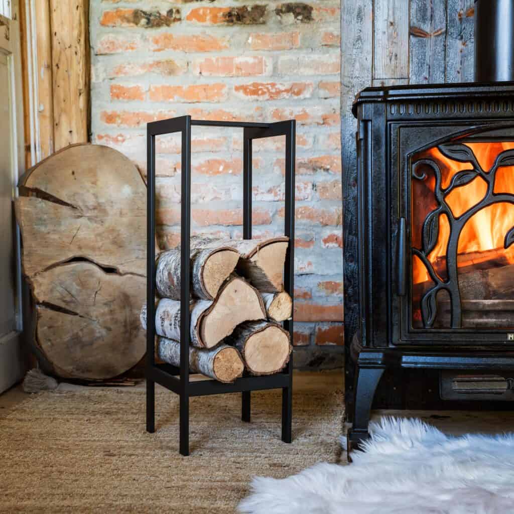 Stalowy stojak na drewno kominkowe 25x25x70 cm - solidny i elegancki - Kapaga