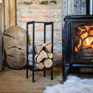 Stalowy stojak na drewno kominkowe 25x25x70 cm - solidny i elegancki - Kapaga