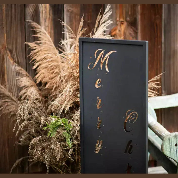 Czarny Panel Świąteczny „Wesołych Świąt” - 120×30 cm do Dekoracji Przed Domem - zdjęcie 2 - Kapaga