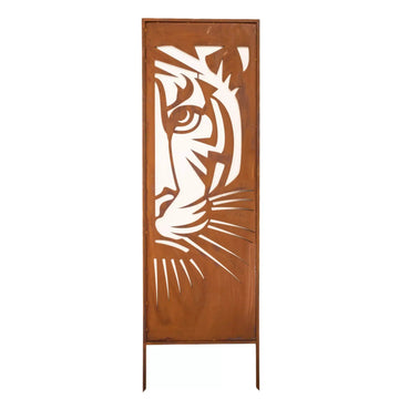 Panel Ogrodowy z Wizerunkiem Tygrysa - Stal Rdzewiona, 160 cm - Kapaga