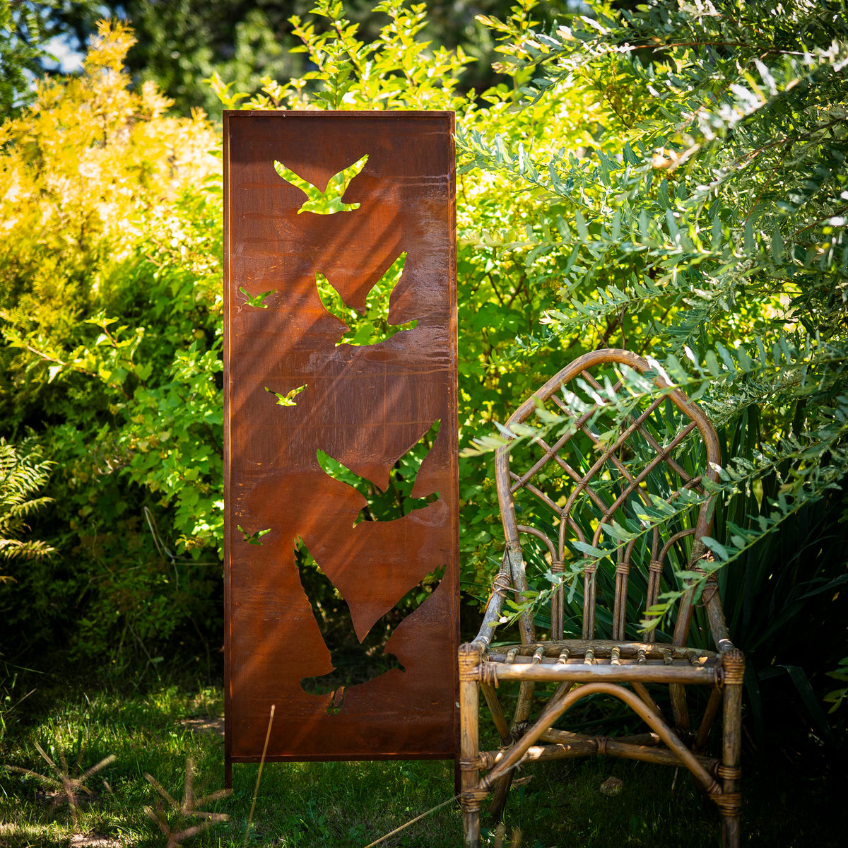 Panel ogrodowy Corten - Parawan z mewami 160 x 50 cm