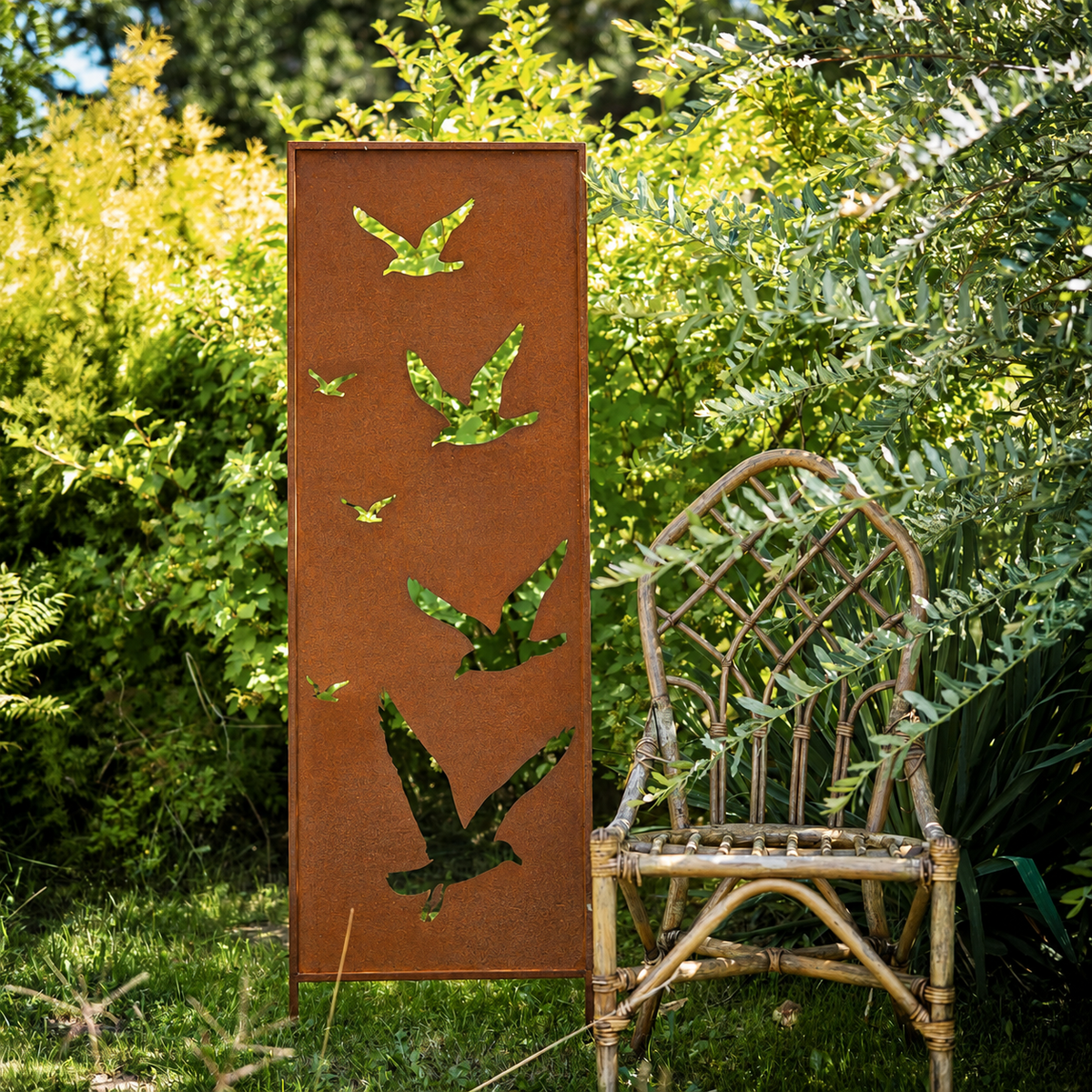 Panel ogrodowy Corten - Parawan z mewami 160 x 50 cm