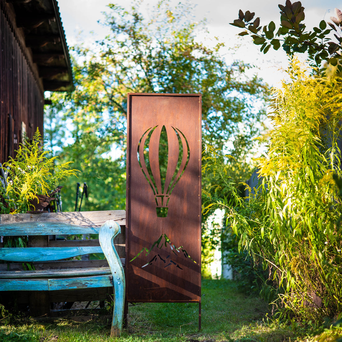 Panel ogrodowy Corten - Parawan z balonem 160 x 50 cm