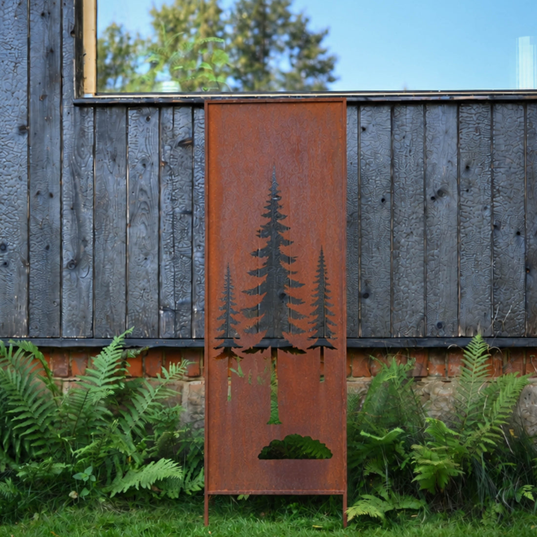 Panel ogrodowy Corten - Parawan z leśną polaną - 160 x 50 cm
