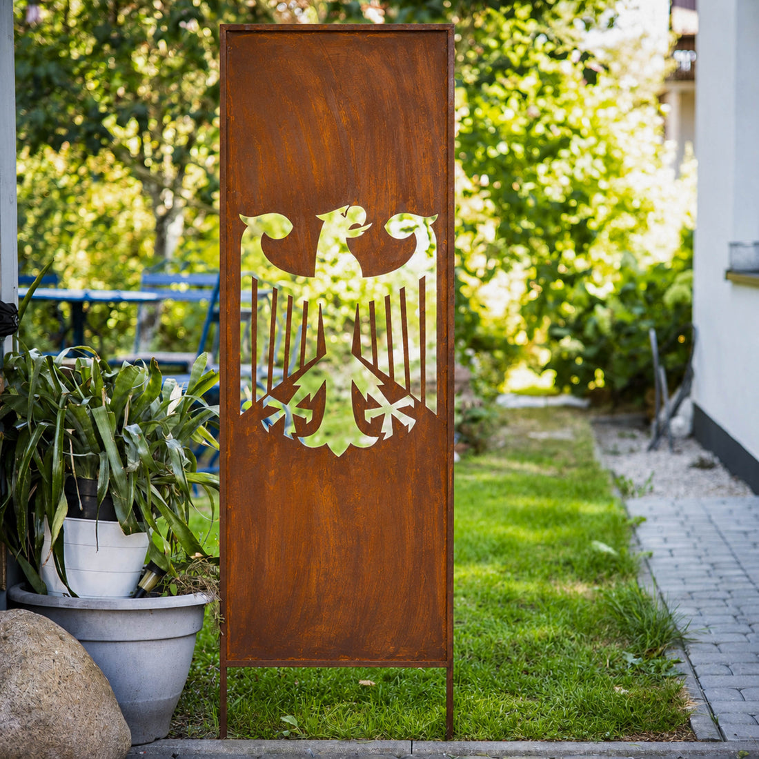 Panel ogrodowy Corten - Parawan z orłem - 160 x 50 cm