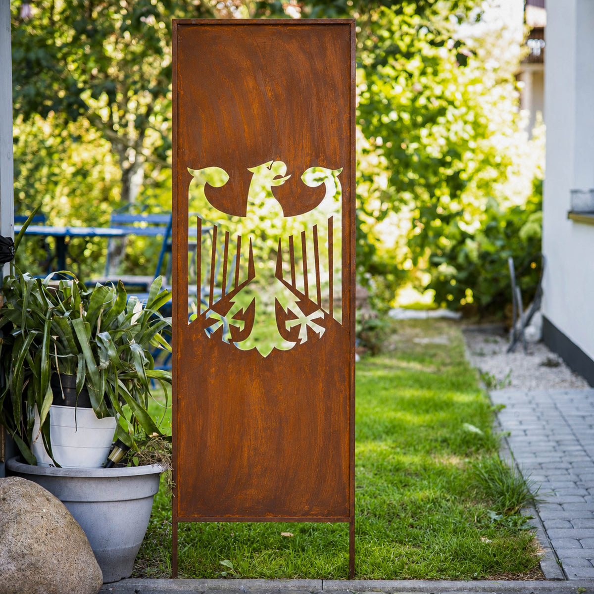 Panel ogrodowy Corten - Parawan z orłem - 160 x 50 cm