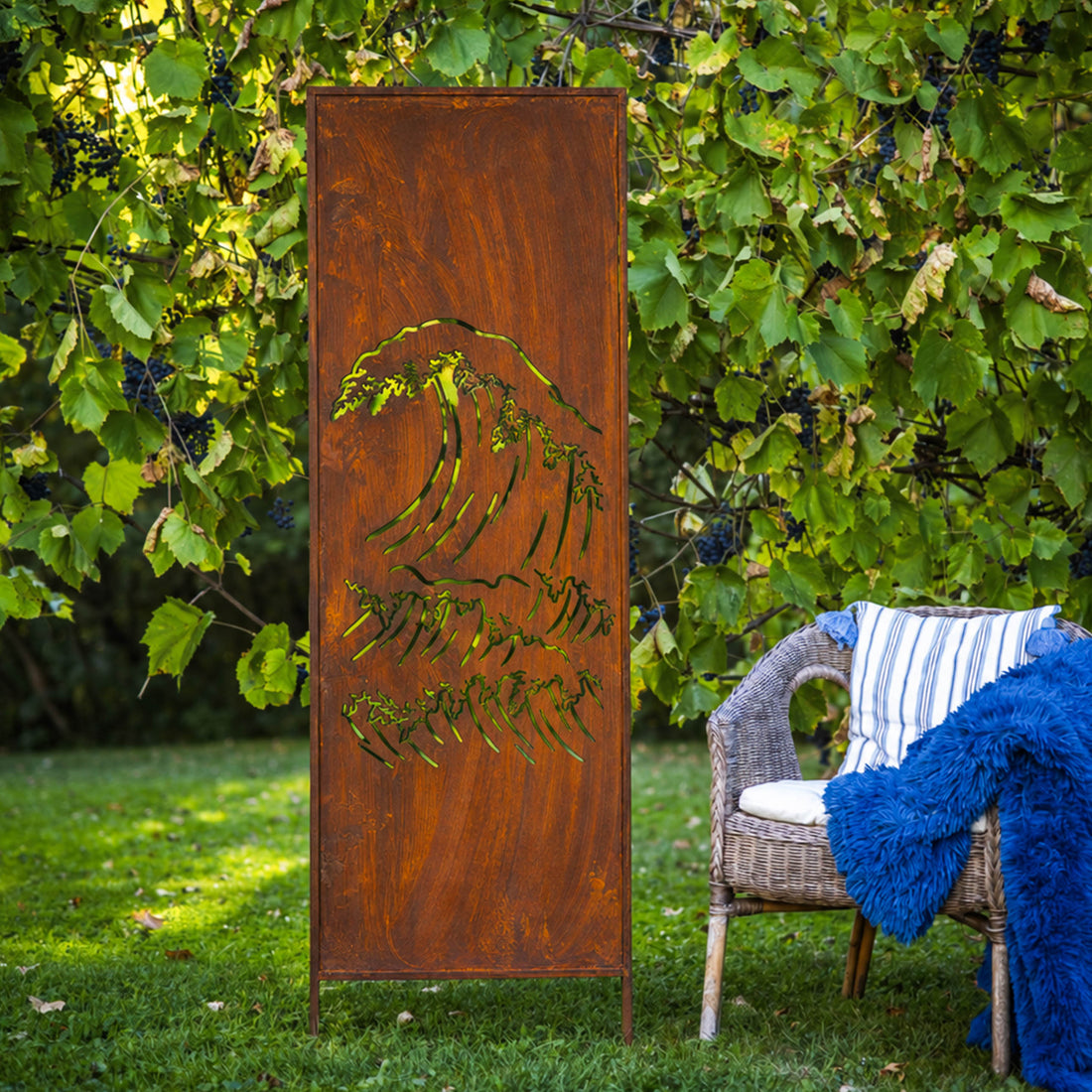 Panel ogrodowy Corten - Parawan z falami 160 x 50 cm