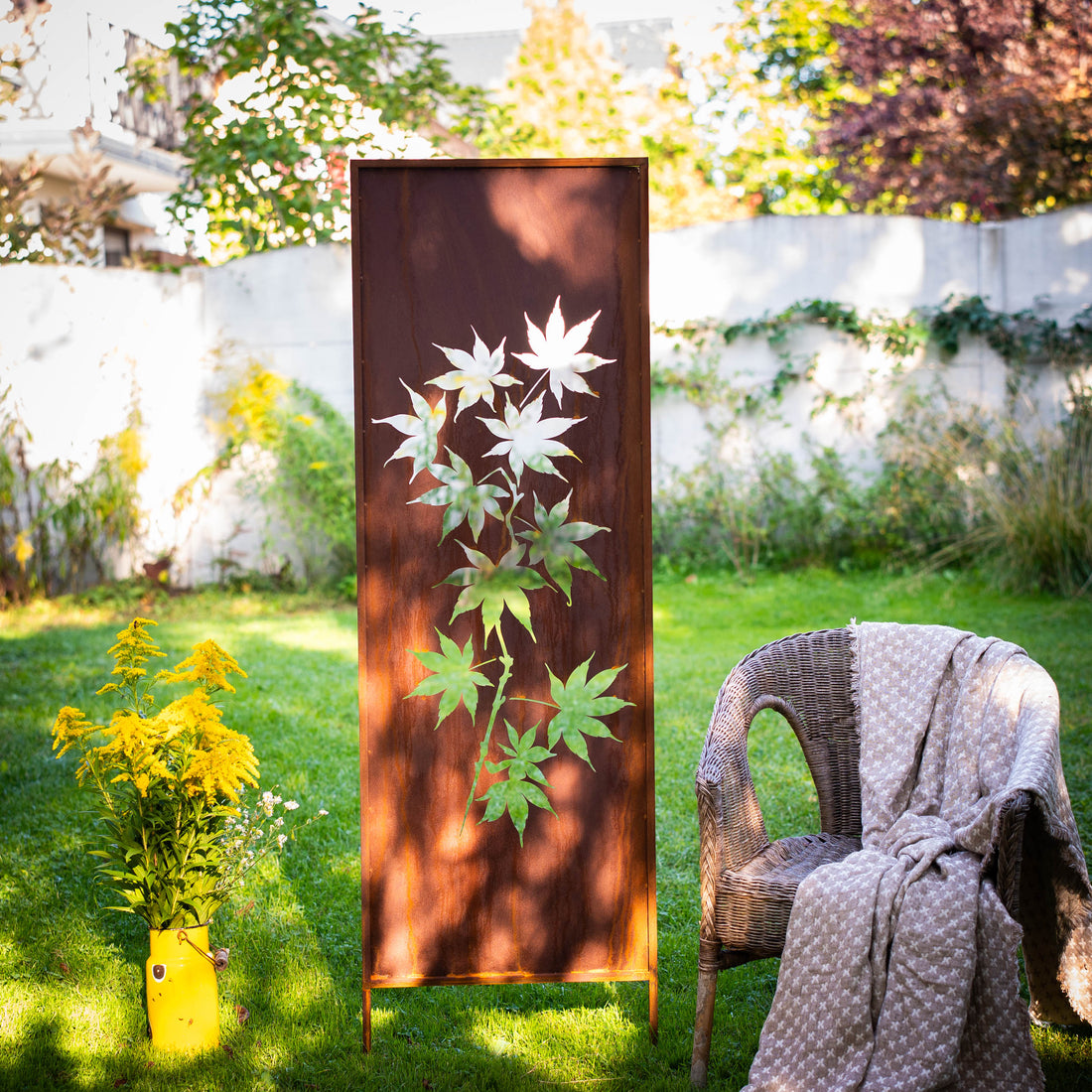 Panel ogrodowy Corten - Parawan z klonem palmowym  - 160 x 50 cm