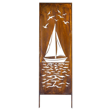 Panel ogrodowy Corten - Parawan z żaglówką 160 x 50 cm