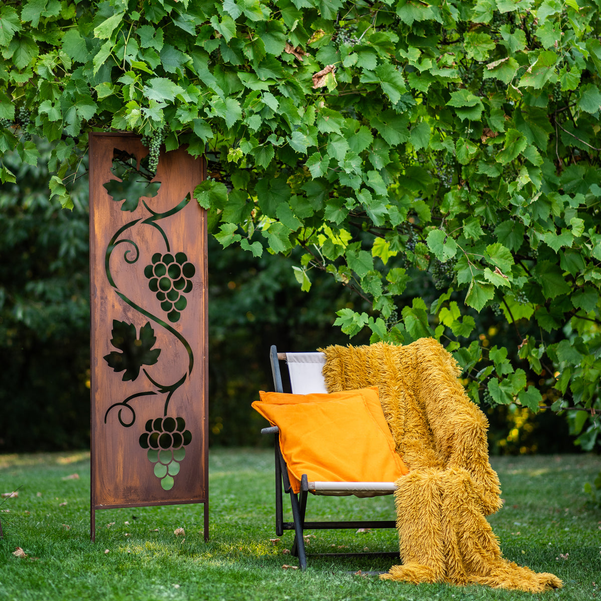 Panel ogrodowy Corten - Parawan z winoroślą 160 x 50 cm