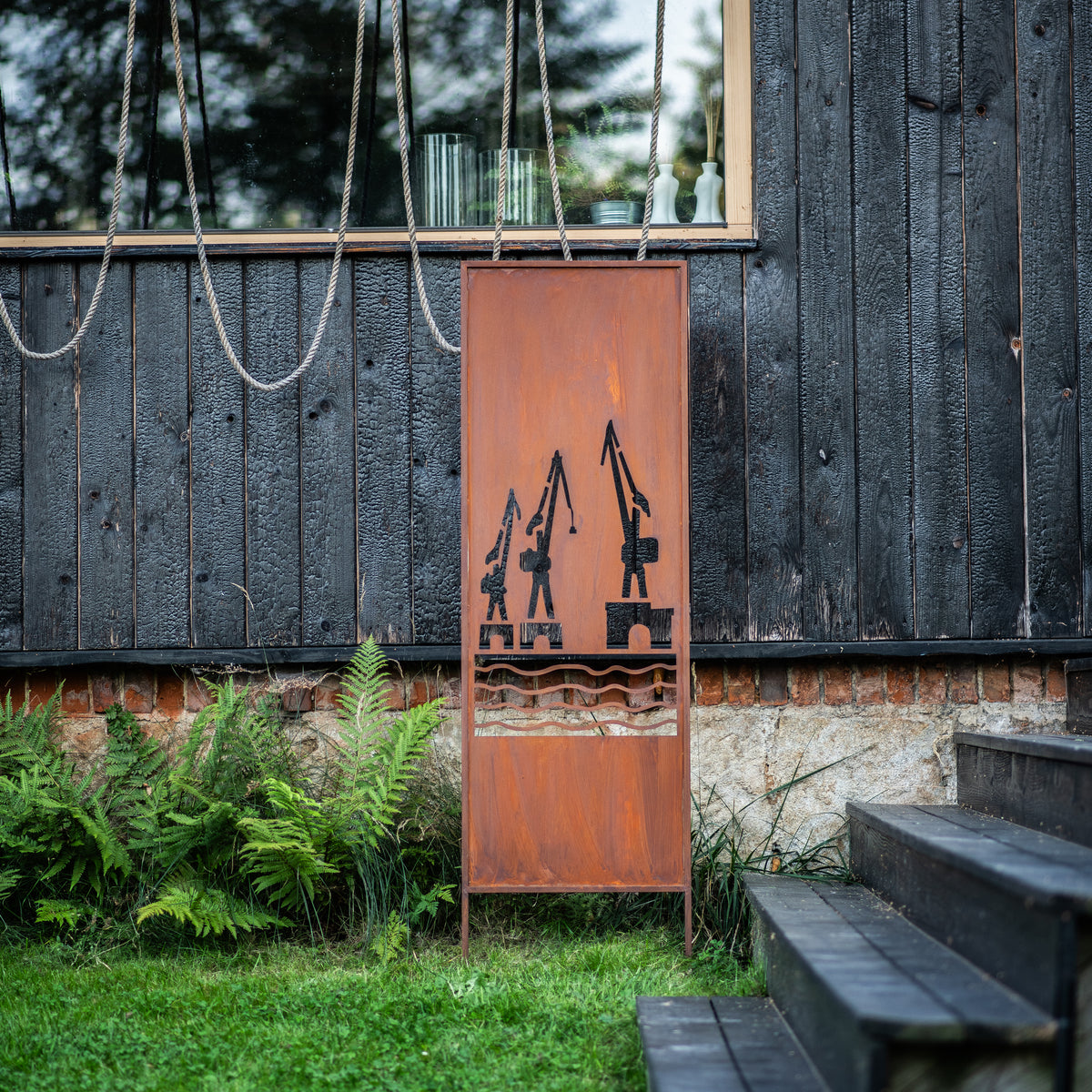 Panel ogrodowy Corten - Parawan ze stocznią 160 x 50 cm