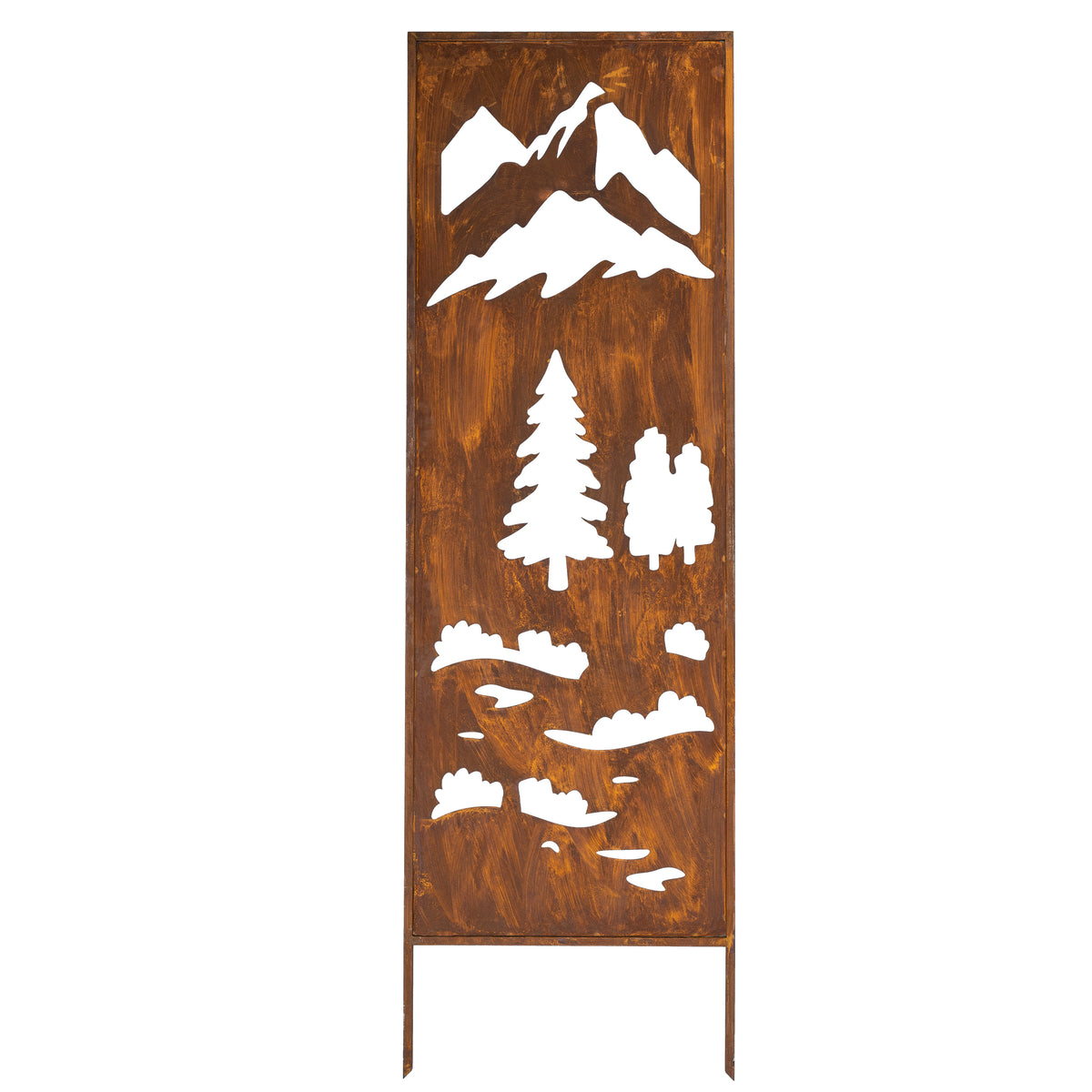 Panel ogrodowy Corten - Parawan z łąką i górami 160 x 50 cm