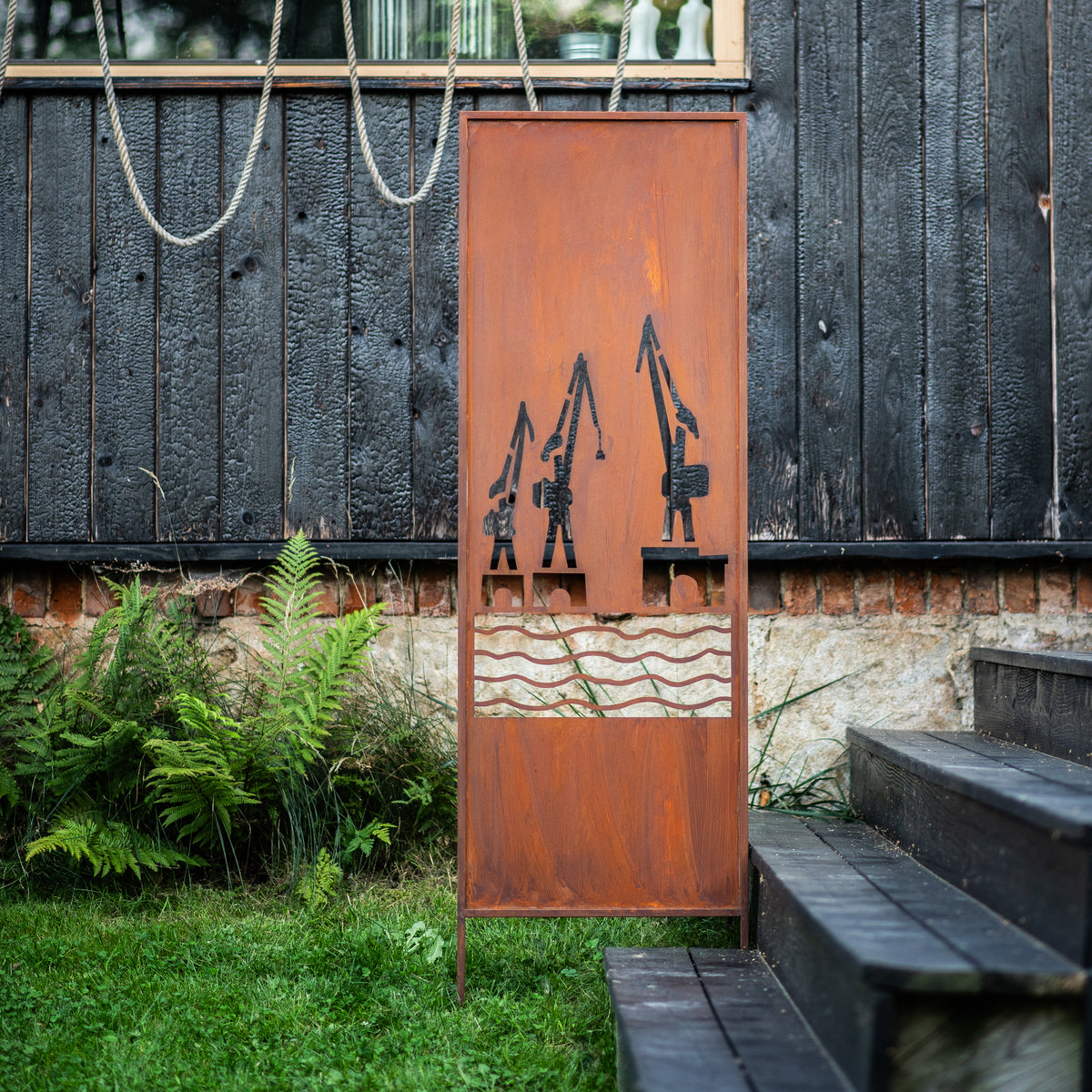 Panel ogrodowy Corten - Parawan ze stocznią 160 x 50 cm