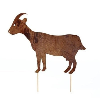 Metalowa Sylwetka Kozy na Pręcie - Dekoracja Ogrodowa - Kapaga