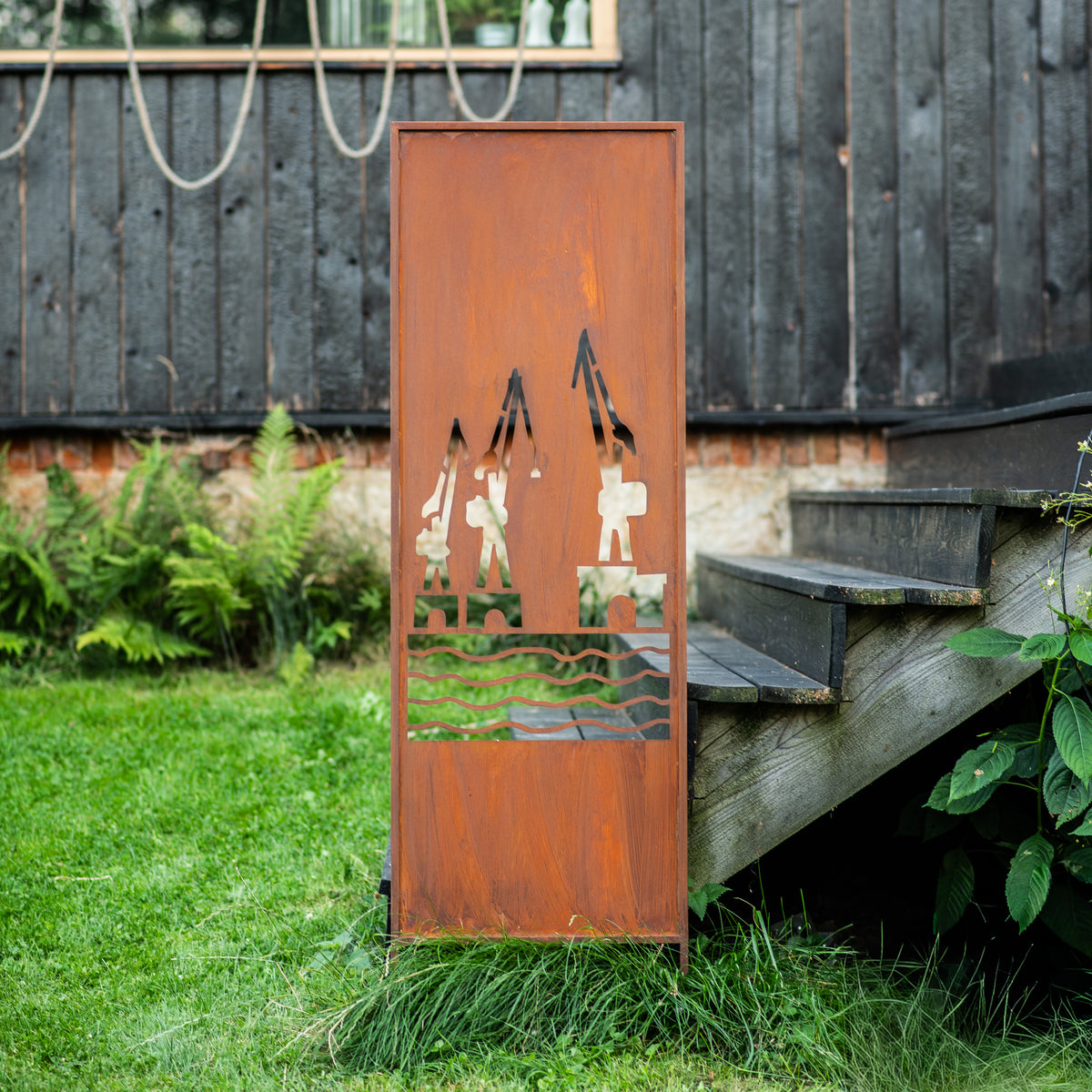 Panel ogrodowy Corten - Parawan ze stocznią 160 x 50 cm