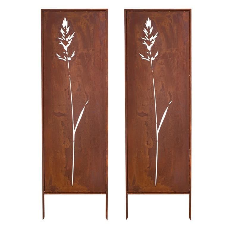 Panel Ogrodowy Corten Miskant 160 x 50 cm - Metalowy Parawan Osłona - Kapaga