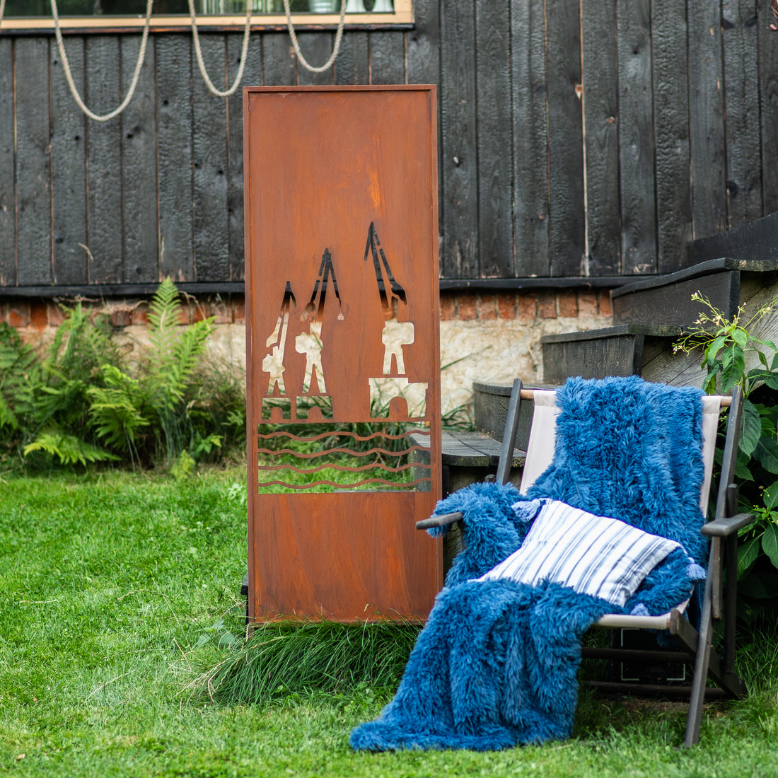 Panel ogrodowy Corten - Parawan ze stocznią 160 x 50 cm