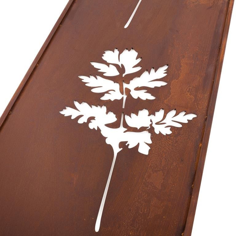 Panel Ogrodowy Parawan Osłona Corten Dwa Kwiaty 160 x 50 cm - Dekoracja Ogrodowa Metalowa - Kapaga