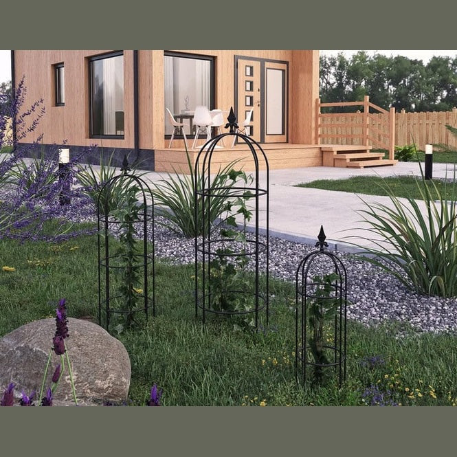 Duża metalowa pergola ‘Róże’ - elegancki czarny trejaż ogrodowy - Kapaga