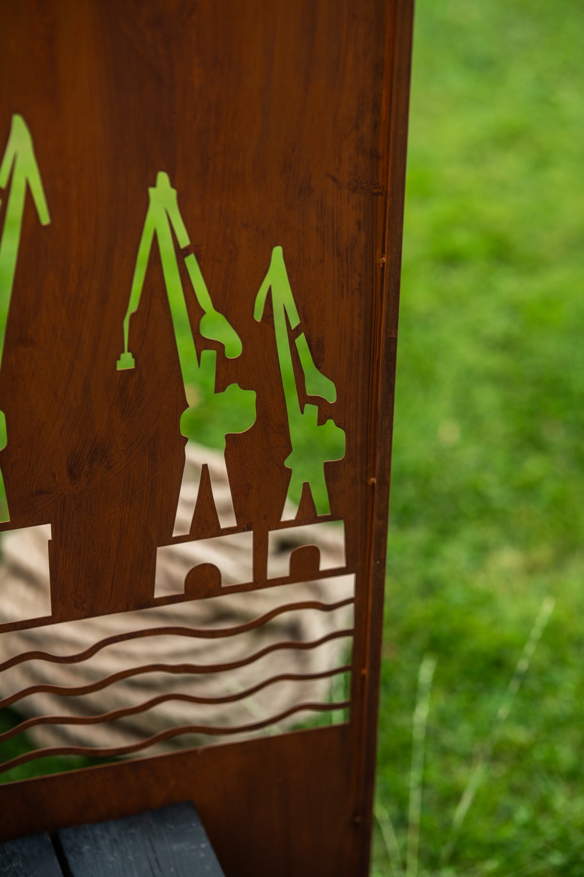 Panel ogrodowy Corten - Parawan ze stocznią 160 x 50 cm
