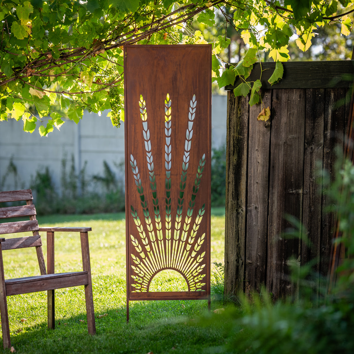 Panel ogrodowy Corten - Parawan z kłosami - 160 x 50 cm