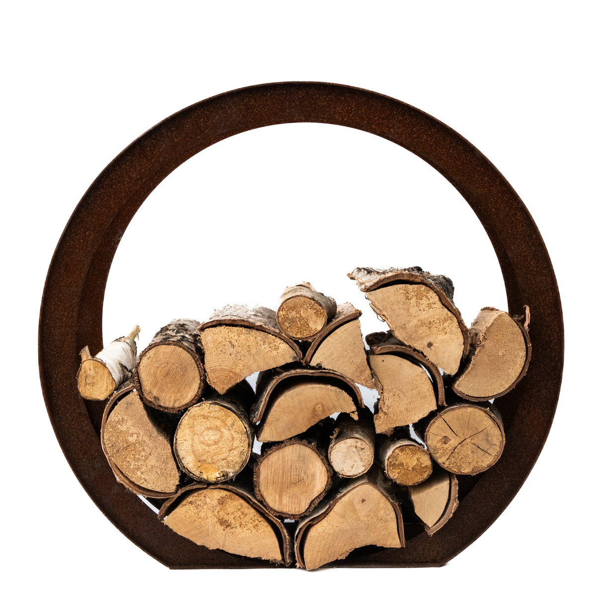 Okrągły metalowy stojak na drewno kominkowe – regał na drewno 78×73 ×35 cm