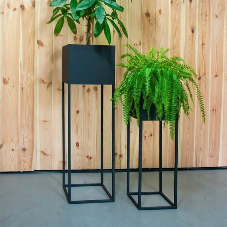 Zestaw Loftowych Kwietników Stojących 100 cm i 75 cm - Metalowe Stojaki - Kapaga