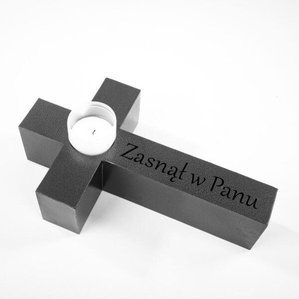 Znicz „Zasnął w Panu” - Nowoczesna Dekoracja Metalowa na Grób - Kapaga