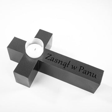 Znicz „Zasnął w Panu” - Nowoczesna Dekoracja Metalowa na Grób - Kapaga
