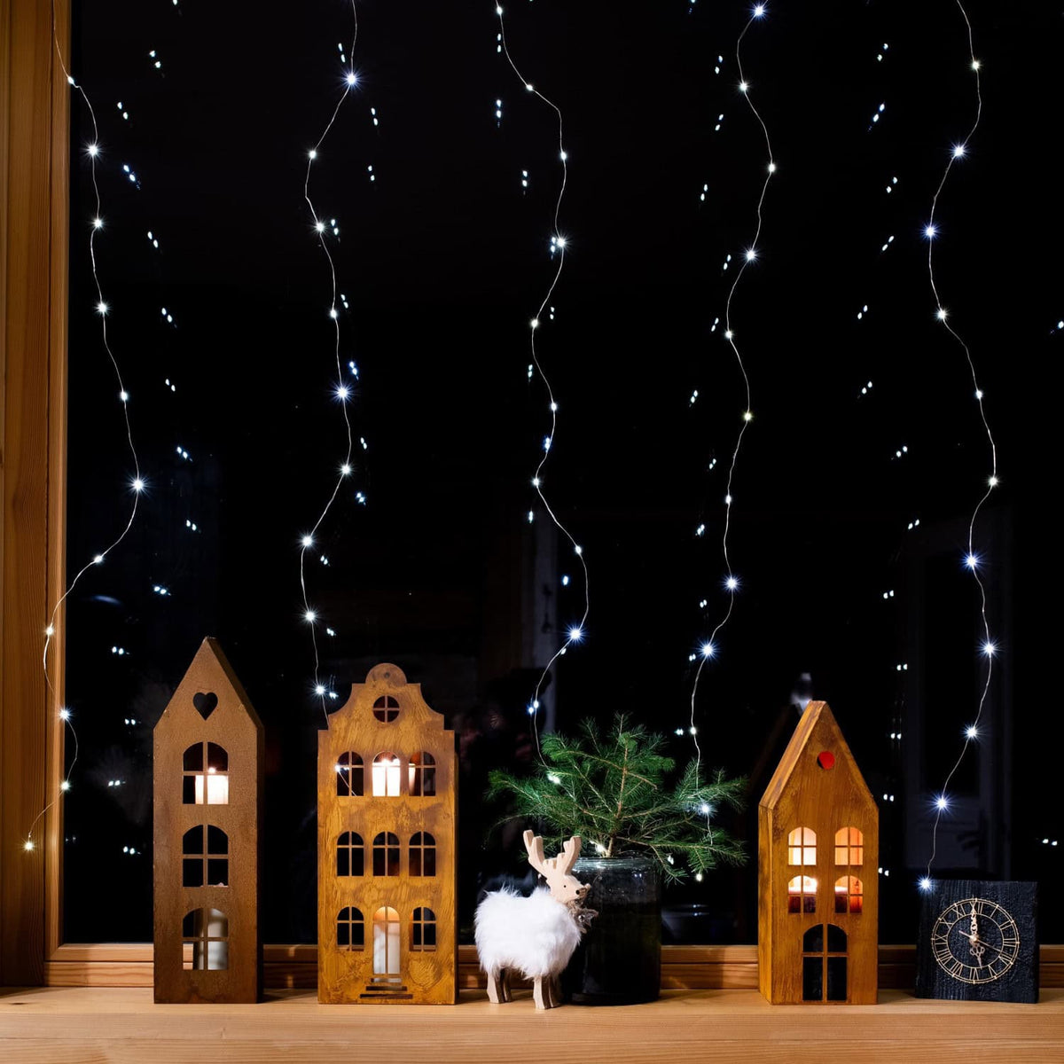 Rustykalny Lampion Loft w Kształcie Domku na LED - Rdzawy Świecznik - zdjęcie 2 - Kapaga