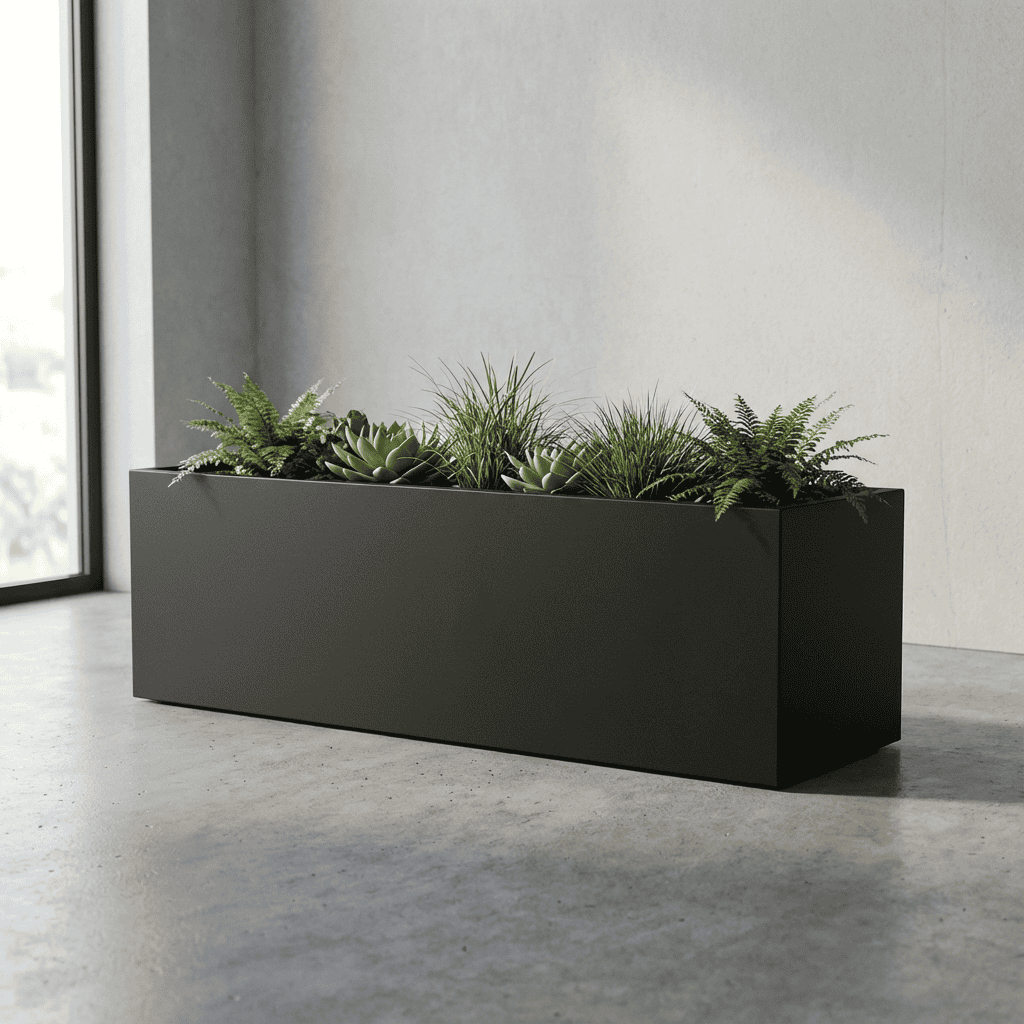Stojący Kwietnik Metalowy Loft - Wysoka Donica z Osłonką, Duża Osłona na Taras, Ogród i Parapet, 60 cm - zdjęcie 10 - Kapaga