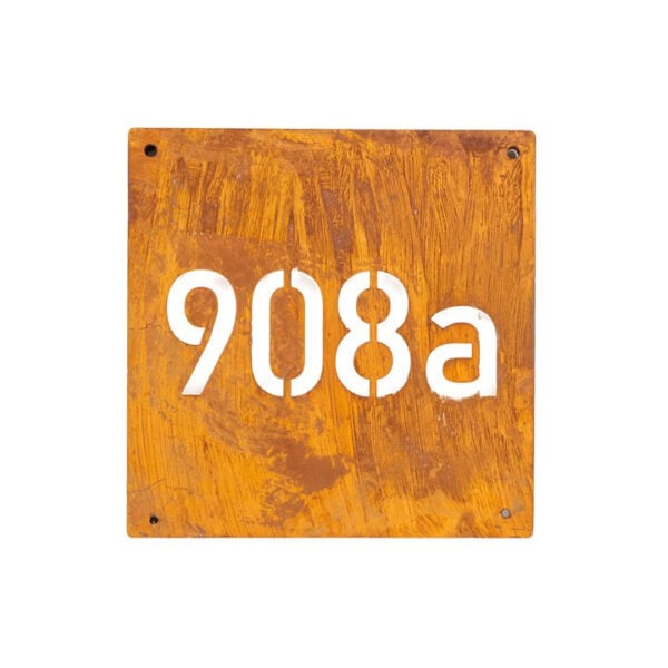Rustykalna Tabliczka Adresowa 40×40 cm - Metalowa Tablica Corten z Numerem Domu - Kapaga