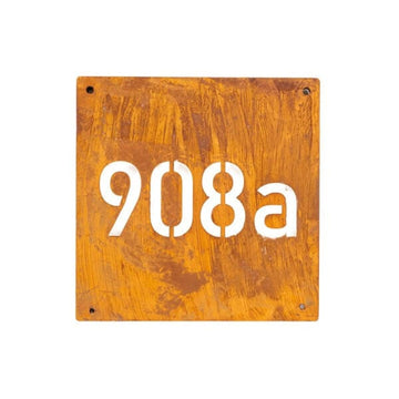Rustykalna Tabliczka Adresowa 40×40 cm - Metalowa Tablica Corten z Numerem Domu - Kapaga