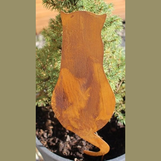 Metalowa Figurka Kota do Donicy Ogrodu - Corten Rdza Styl Kwiatowy - zdjęcie 2 - Kapaga