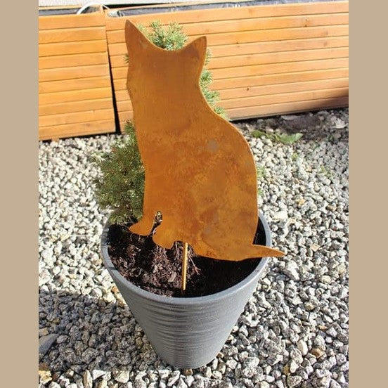 Metalowa Figurka Kota do Ogrodu - Dekoracja Corten do Donicy w Stylu Rustykalnym - Kapaga