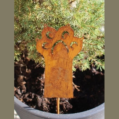 Metalowa Figurka Łapa Kota - Dekoracja Ogrodowa Corten do Donicy i Kwiatów - Kapaga