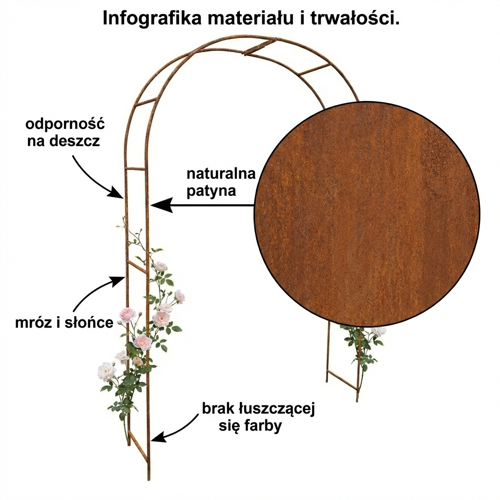 Pergola ogrodowa metalowa 240x150 cm – łuk do roślin