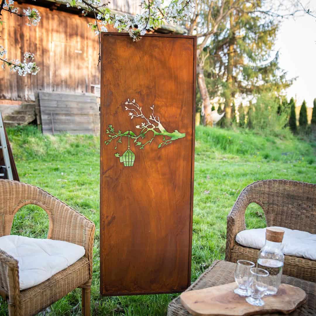 Dekoracyjny Panel Ogrodowy Ptak Corten 160 cm - Rustykalna Ozdoba - zdjęcie 2 - Kapaga
