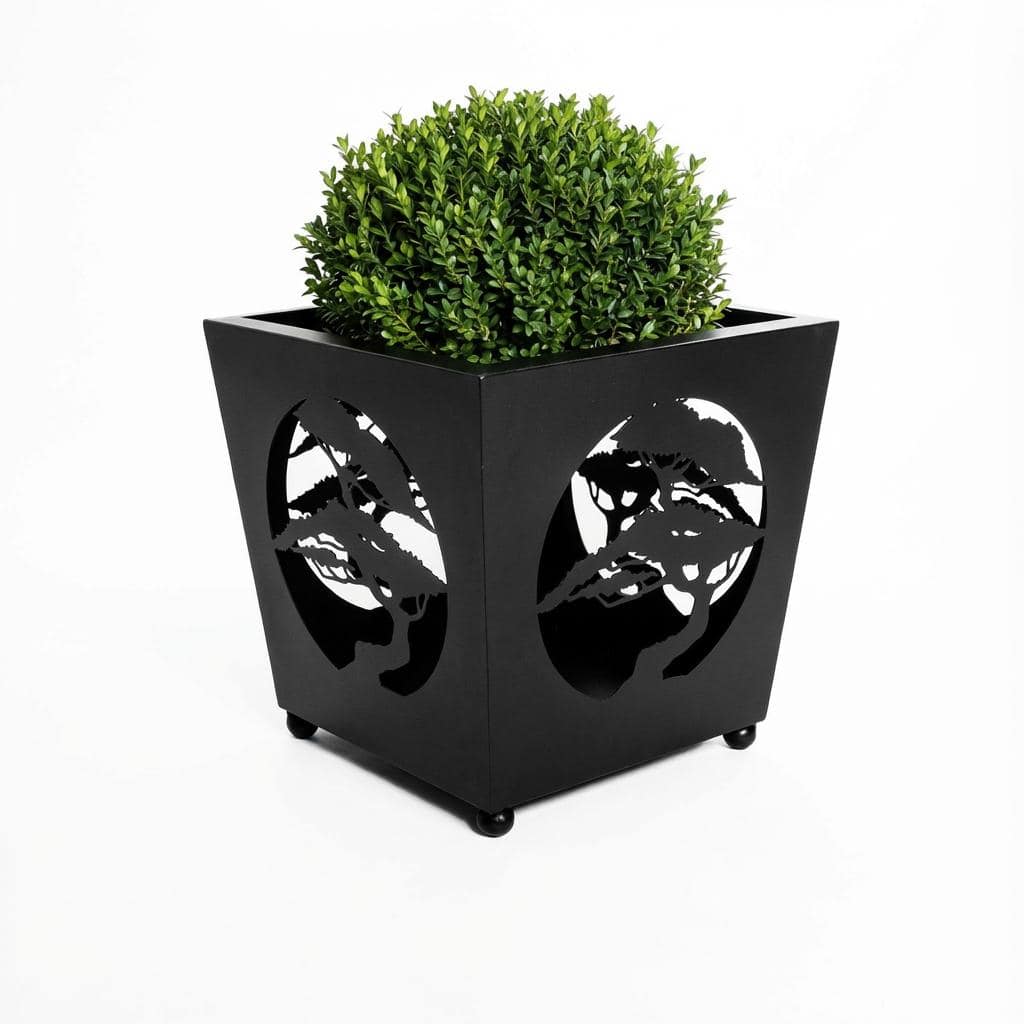 Duża Czarna Donica Bonsai w Stylu Rustykalnym - Elegancka Doniczka na Drzewko Bonsai - zdjęcie 2 - Kapaga