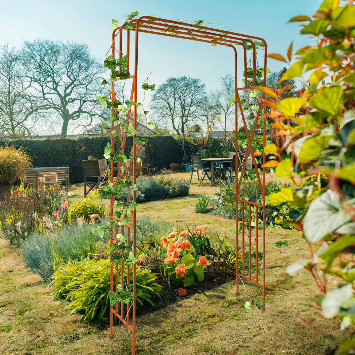Pergola Ogrodowa - Metalowa, Naturalna Rdza, 220 cm do Róży, Bluszczu - zdjęcie 4 - Kapaga
