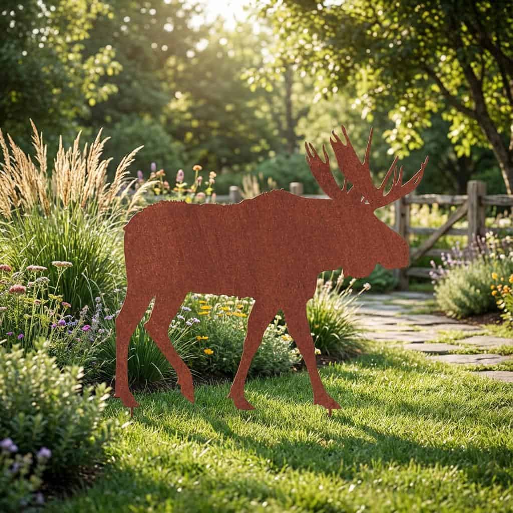 Stylowa Dekoracja Ogrodowa z Metalu - Łoś 79×68 cm Sylwetki Zwierząt Leśnych - zdjęcie 2 - Kapaga