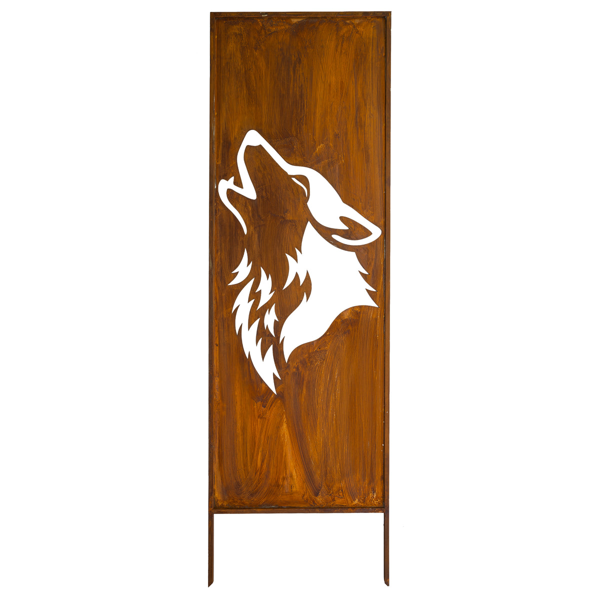 Panel ogrodowy Corten - Parawan z wyjącym wilkiem - 160 x 50 cm