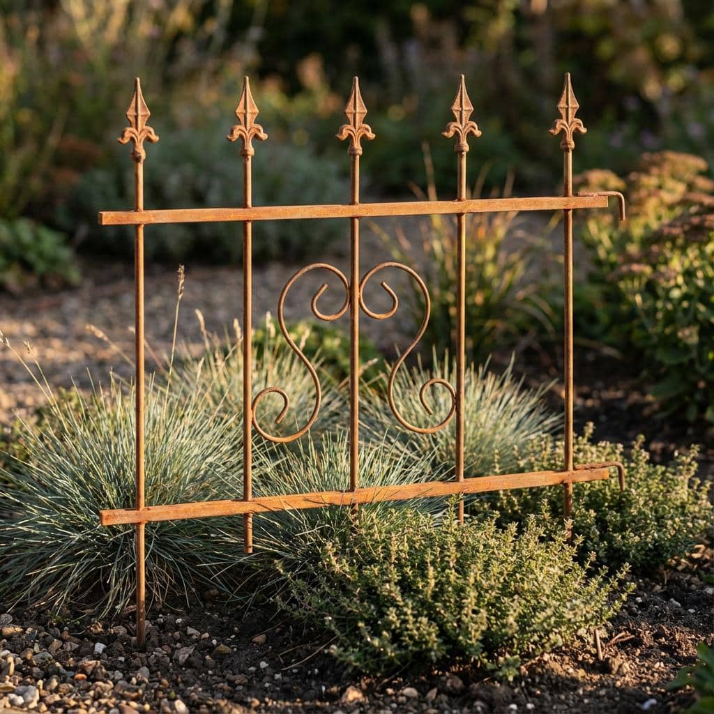 Rdzawy Płotek Dekoracyjny 66×75 cm - Nowoczesne Obrzeże Metalowe - zdjęcie 2 - Kapaga