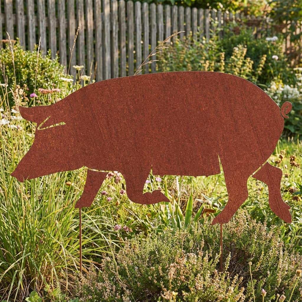 Dekoracja Ogrodowa z Metalu - Dzika Świnia w Stylu Rustykalnym 85×46 cm - zdjęcie 3 - Kapaga