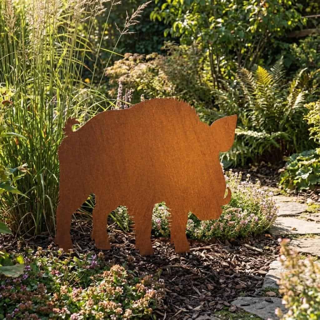 Metalowa Dekoracja Ogrodowa - Sylwetka Dzik 73×64 cm - Ozdoba Ogrodowa - zdjęcie 4 - Kapaga