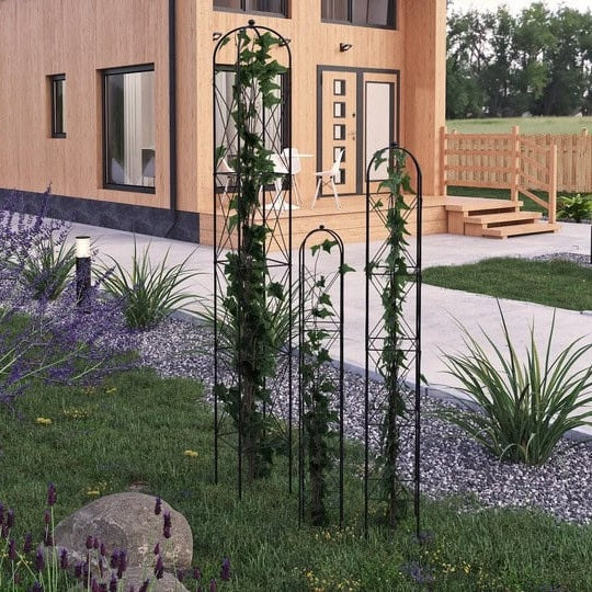 Metalowa Pergola Ogrodowa Zestaw 3 Sztuk Podpora do Roślin Pnących Styl Trwałość - zdjęcie 2 - Kapaga