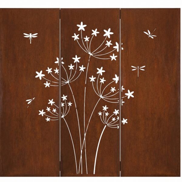 Zestaw 3 paneli dekoracyjnych Pusteblume / Dmuchawiec - metalowy panel ogrodowy - 3 szt. - Kapaga