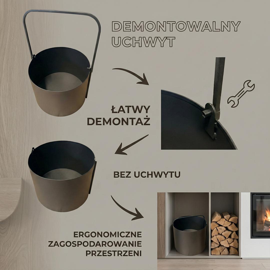 Stojak na Drewno Kominkowe - Wytrzymałe Nosidło na Opał, duży Kosz 40 cm - zdjęcie 2 - Kapaga