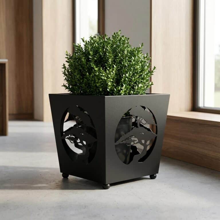 Duża Czarna Donica Bonsai w Stylu Rustykalnym - Elegancka Doniczka na Drzewko Bonsai - zdjęcie 3 - Kapaga